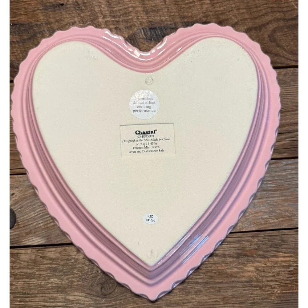 Chantal Pink Heart Shaped Stoneware Baking Casserole Dish New 1.5 Qt